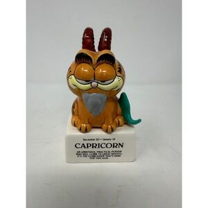 Vintage 1981 Enesco Garfield Capricorn Zodiac Ceramic Figurine Sea Goat Korea